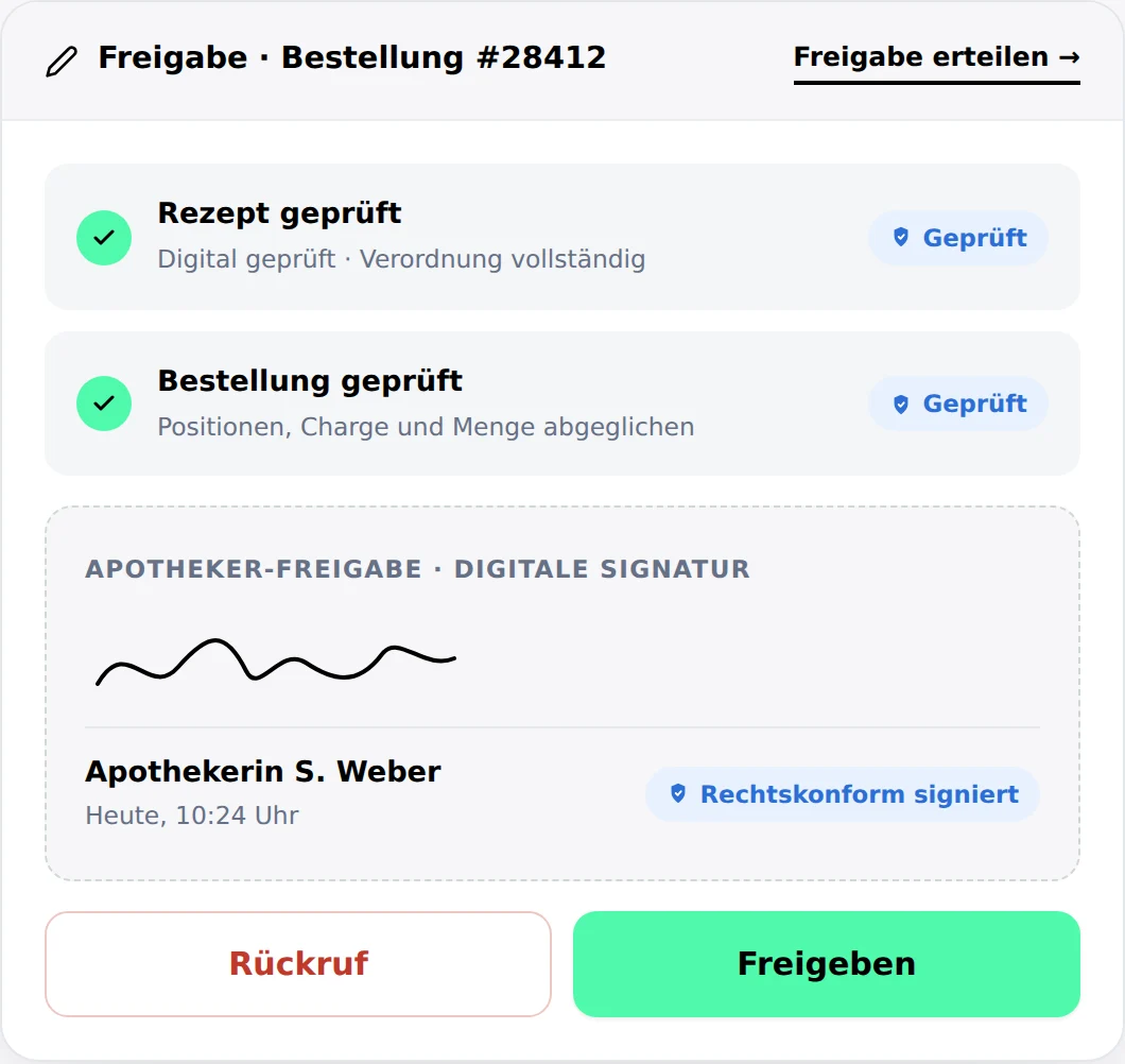 Digitale, signierte Freigaben in cannaflow
